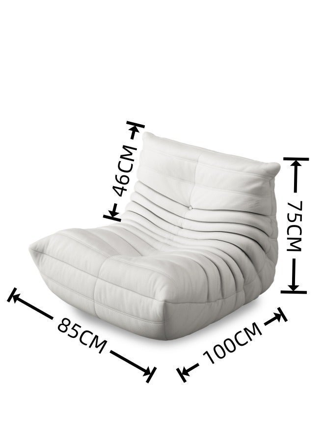 JANTENS Lounge Sofa,Lazy Sofa for Living Room,Caterpillar sofa ,Fabric Leisure Sofa Chair for Relaxation Leisure Sofa in Bedroom or Balcony White - Image 2